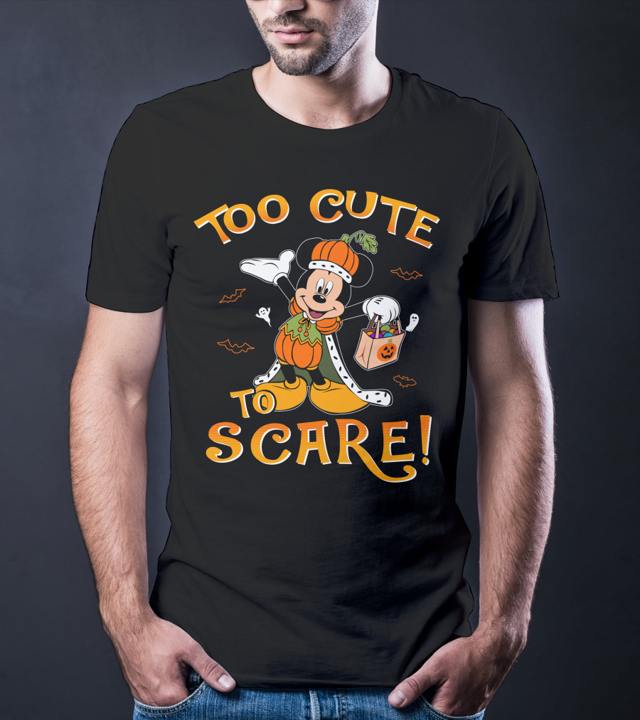 Too Cute To Scare Halloween 86 Mickey Pumpkin Costume Trick-Or-Treat T-Shirt