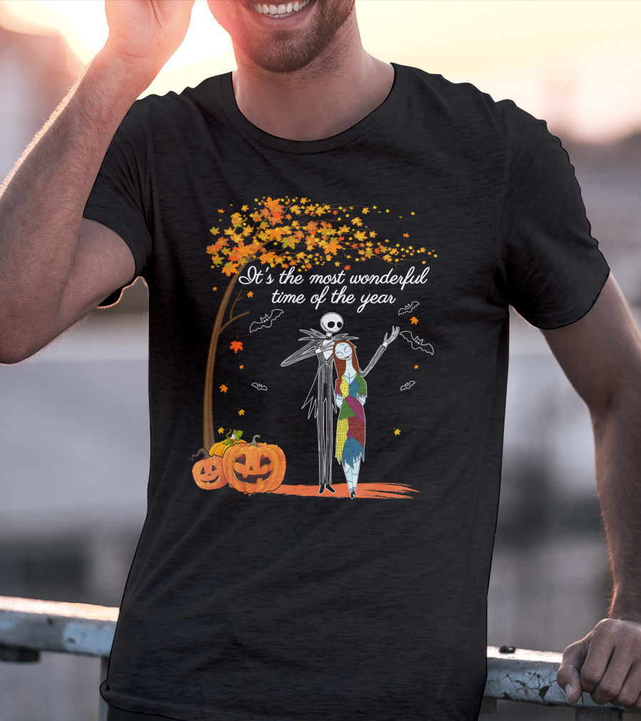 It's The Most Wonderful Time Of The Year Jack Pumpkins And Autumn Leaves T-Shirt