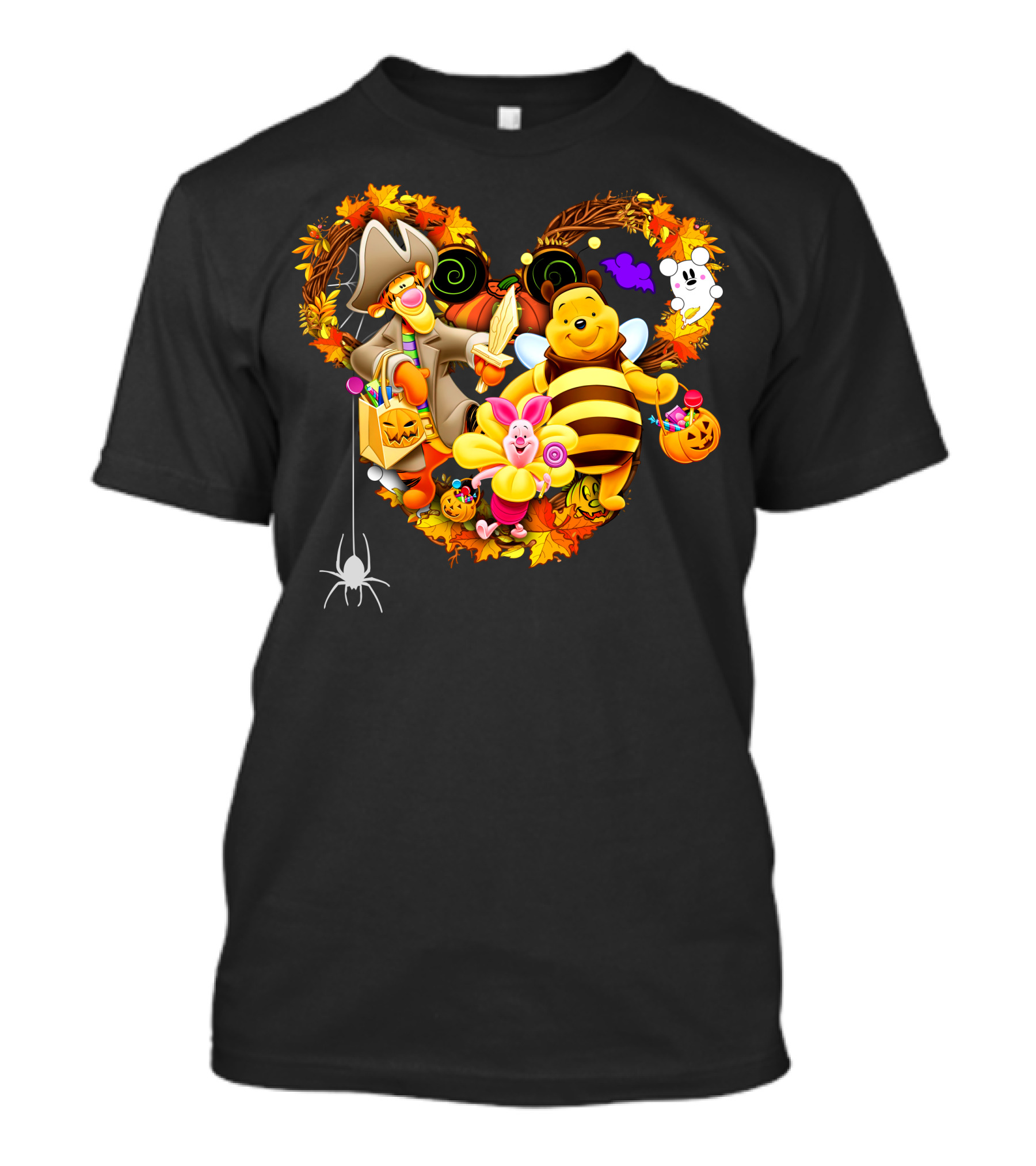 Winnie The Pooh Halloween Heart With Tigger And Piglet T-Shirt