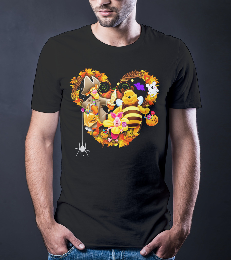 Winnie The Pooh Halloween Heart With Tigger And Piglet T-Shirt