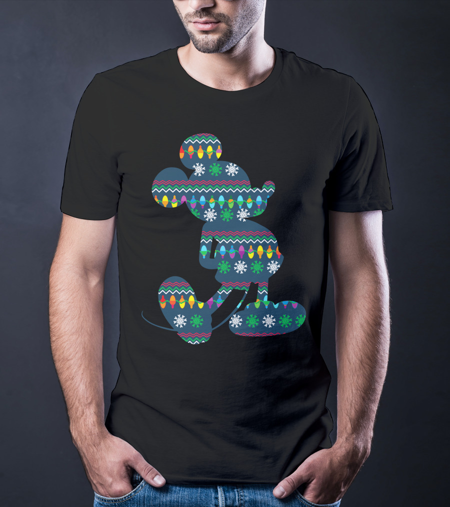 Merry Christmas 88 Disney Holiday Lights Mickey Mouse Snowflakes T-Shirt