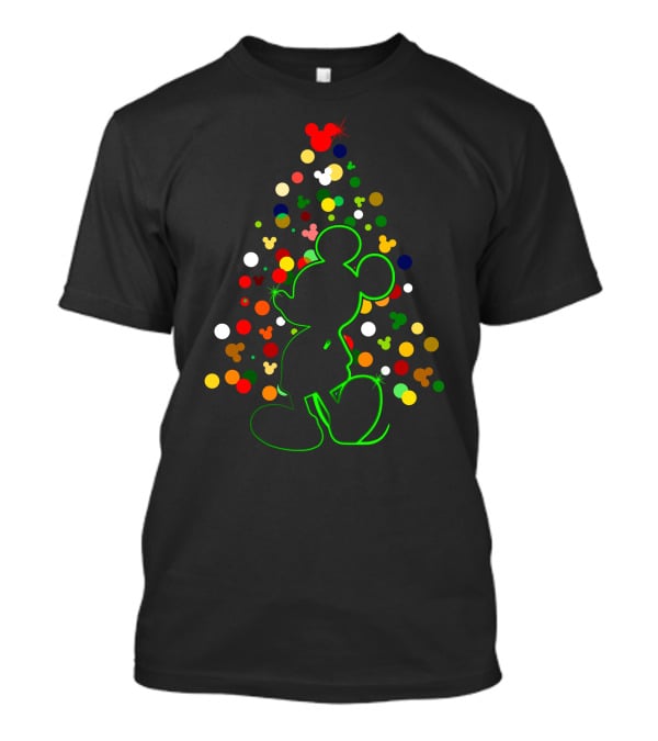Merry Christmas 101 Mickey Tree Silhouette T-Shirt