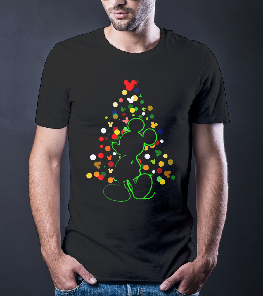 Merry Christmas 101 Mickey Tree Silhouette T-Shirt