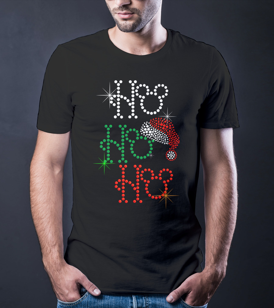 Merry Christmas 55 Ho Ho Ho Santa Hat Mickey Ears Holidots T-Shirt