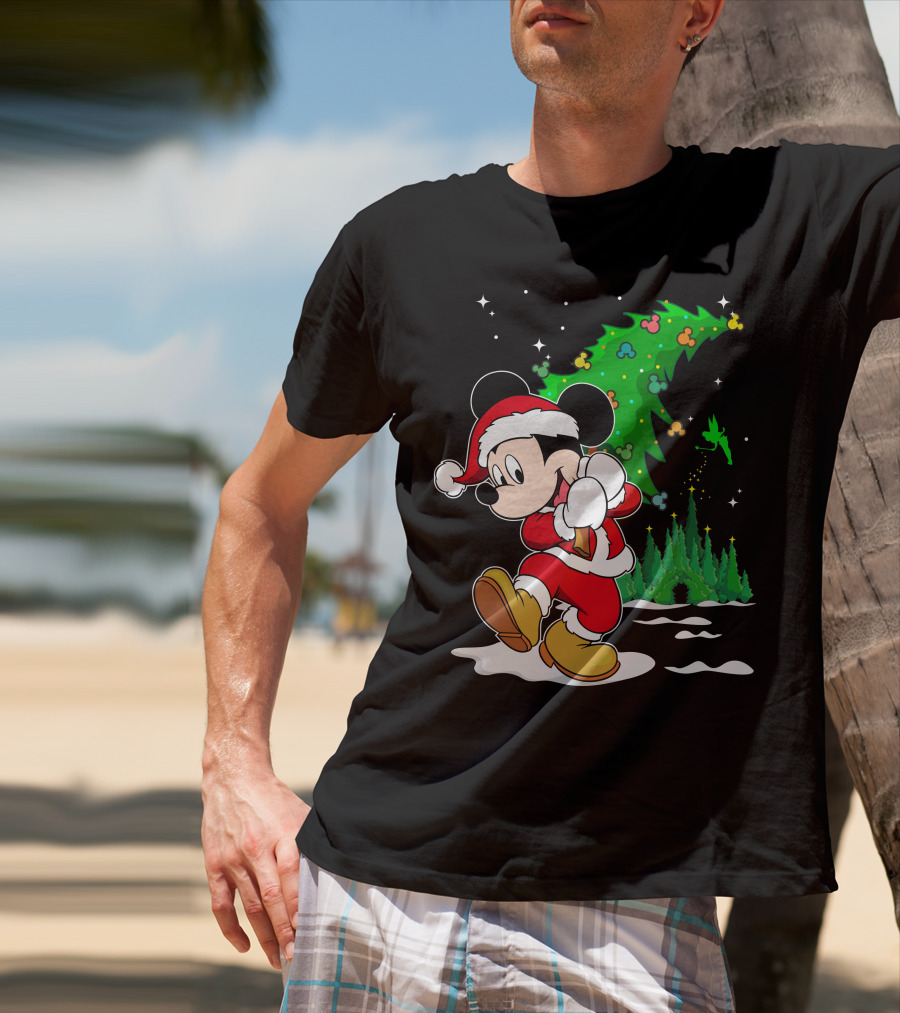 Merry Christmas Mickey Mouse Santa Magic Disney Tree T-Shirt