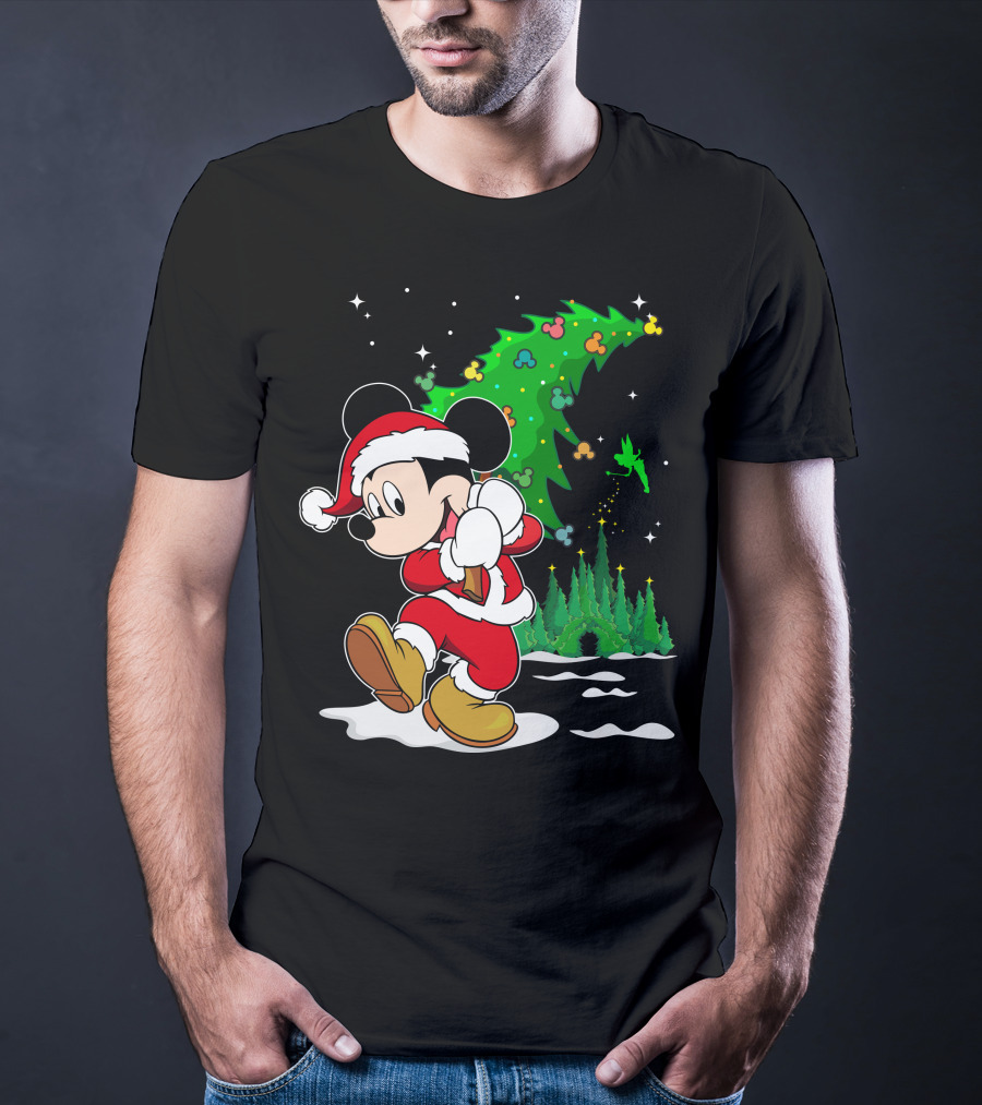 Merry Christmas Mickey Mouse Santa Magic Disney Tree T-Shirt