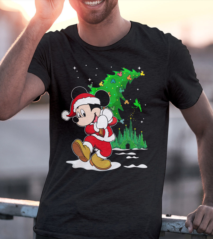 Merry Christmas Mickey Mouse Santa Magic Disney Tree T-Shirt