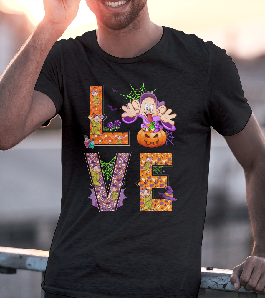 Love Halloween Dopey Pumpkin Spiderwebs T-Shirt