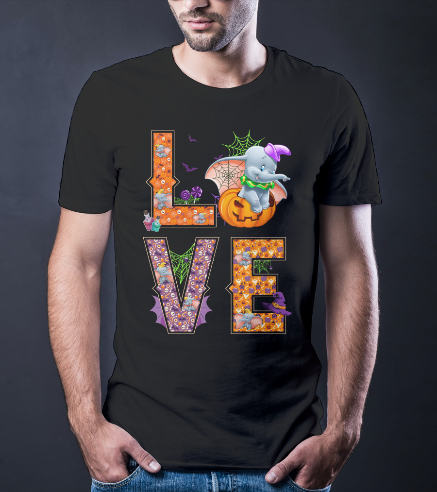 Love Dumbo Halloween Pumpkin Spiderweb Costume T-Shirt