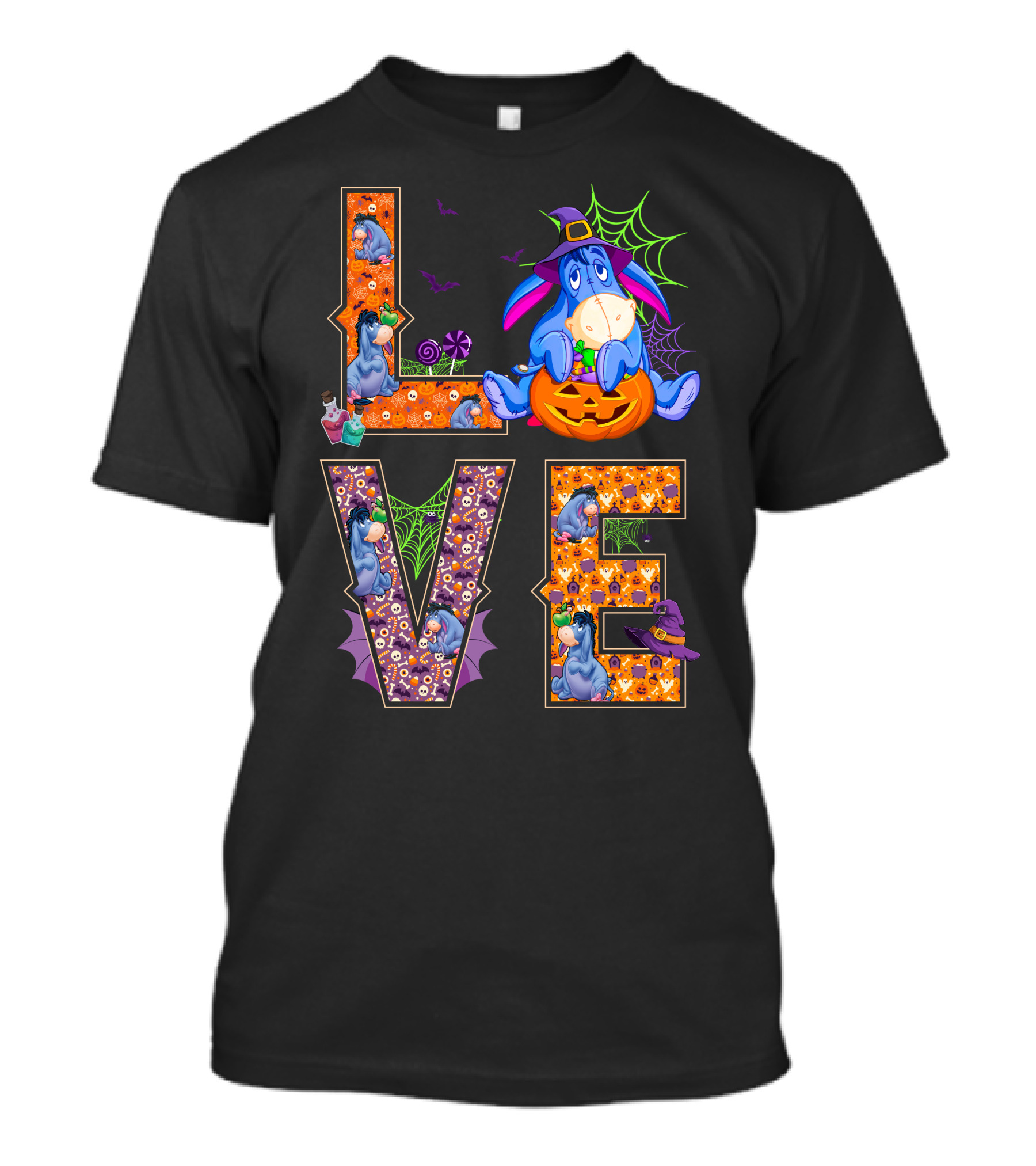 Eeyore Halloween Love Pumpkin Witch Hat Web T-Shirt