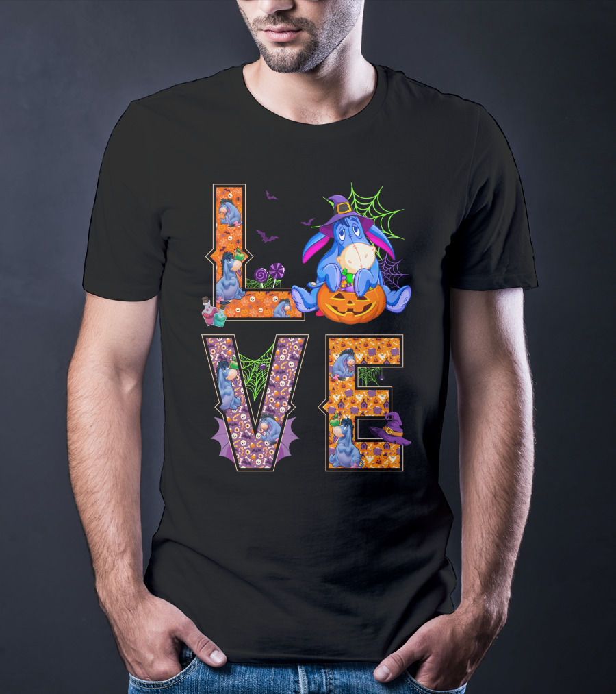 Eeyore Halloween Love Pumpkin Witch Hat Web T-Shirt