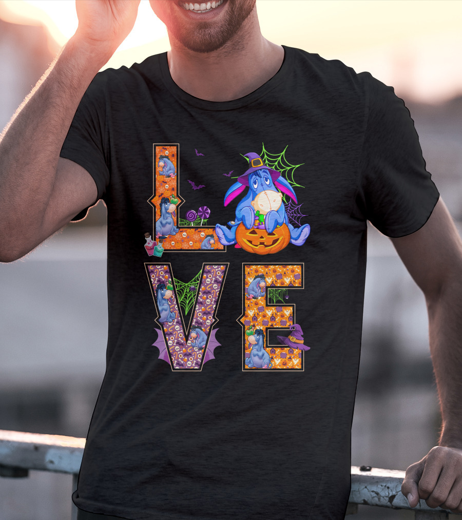 Eeyore Halloween Love Pumpkin Witch Hat Web T-Shirt