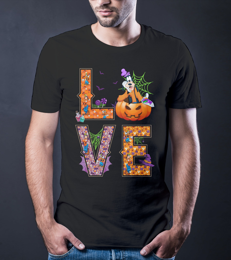 Goofy Halloween Love Pumpkin Spiderweb Bats T-Shirt