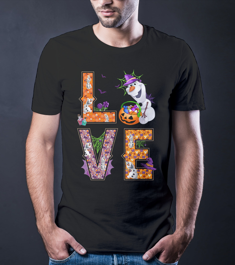 Love Halloween Olaf Candy Pumpkin Frozen Theme T-Shirt