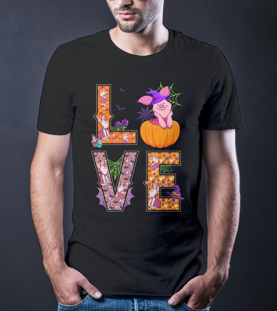 Love Piglet Halloween Pumpkin Costume Spiderwebs Potions T-Shirt