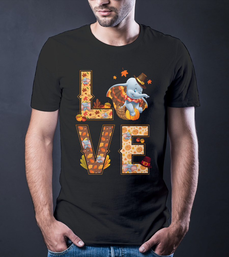 Love Dumbo Thanksgiving Autumn Theme T-Shirt