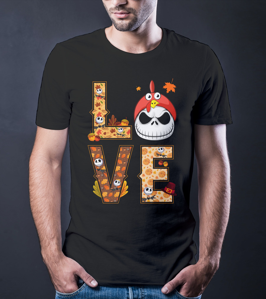 Love Jack Skellington Fall Pumpkin Thanksgiving T-Shirt