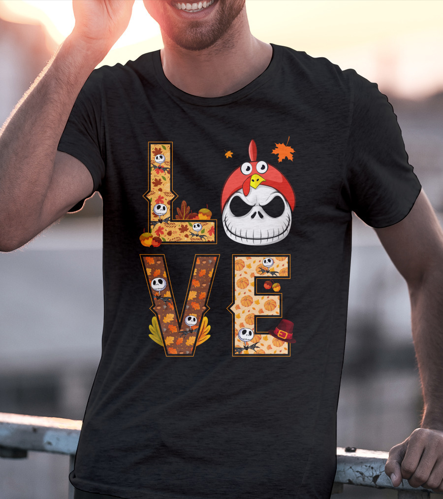 Love Jack Skellington Fall Pumpkin Thanksgiving T-Shirt