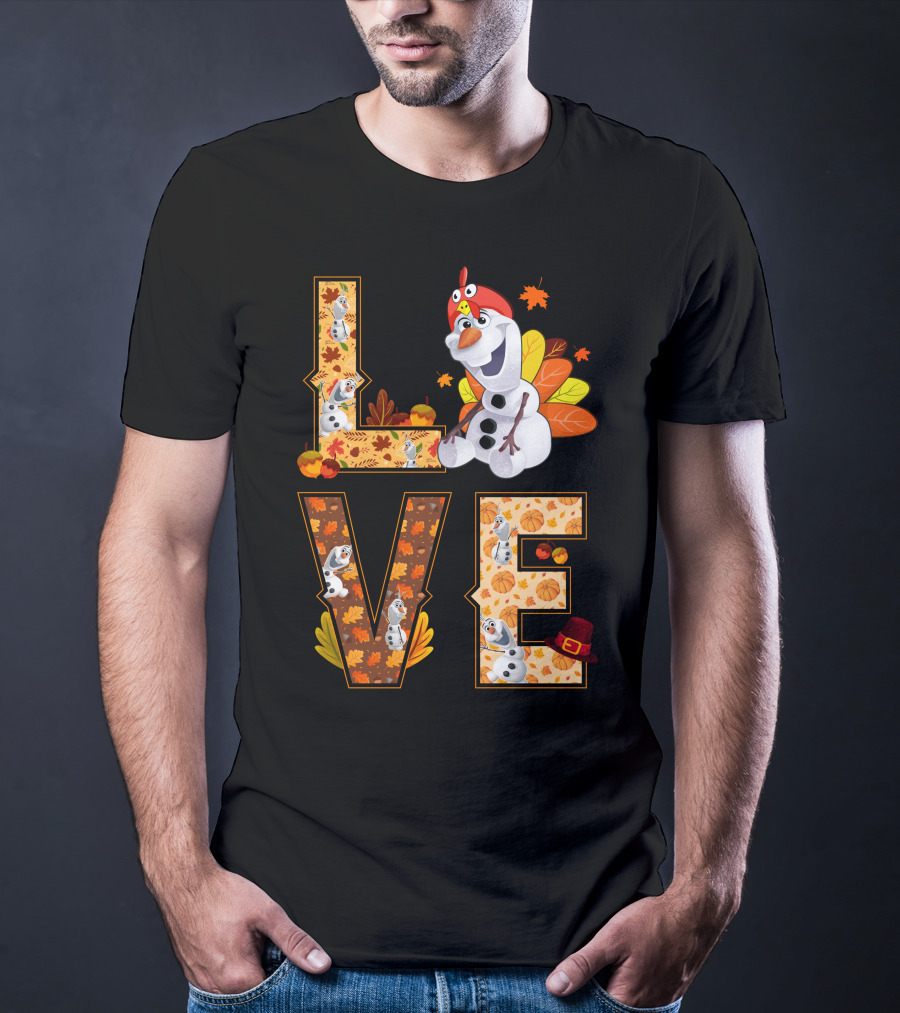 Love Olaf Thanksgiving Autumn Leaves Costume T-Shirt