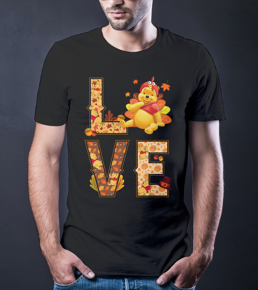 Love Pooh Fall Thanksgiving Theme T-Shirt