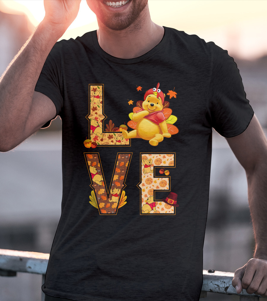 Love Pooh Fall Thanksgiving Theme T-Shirt