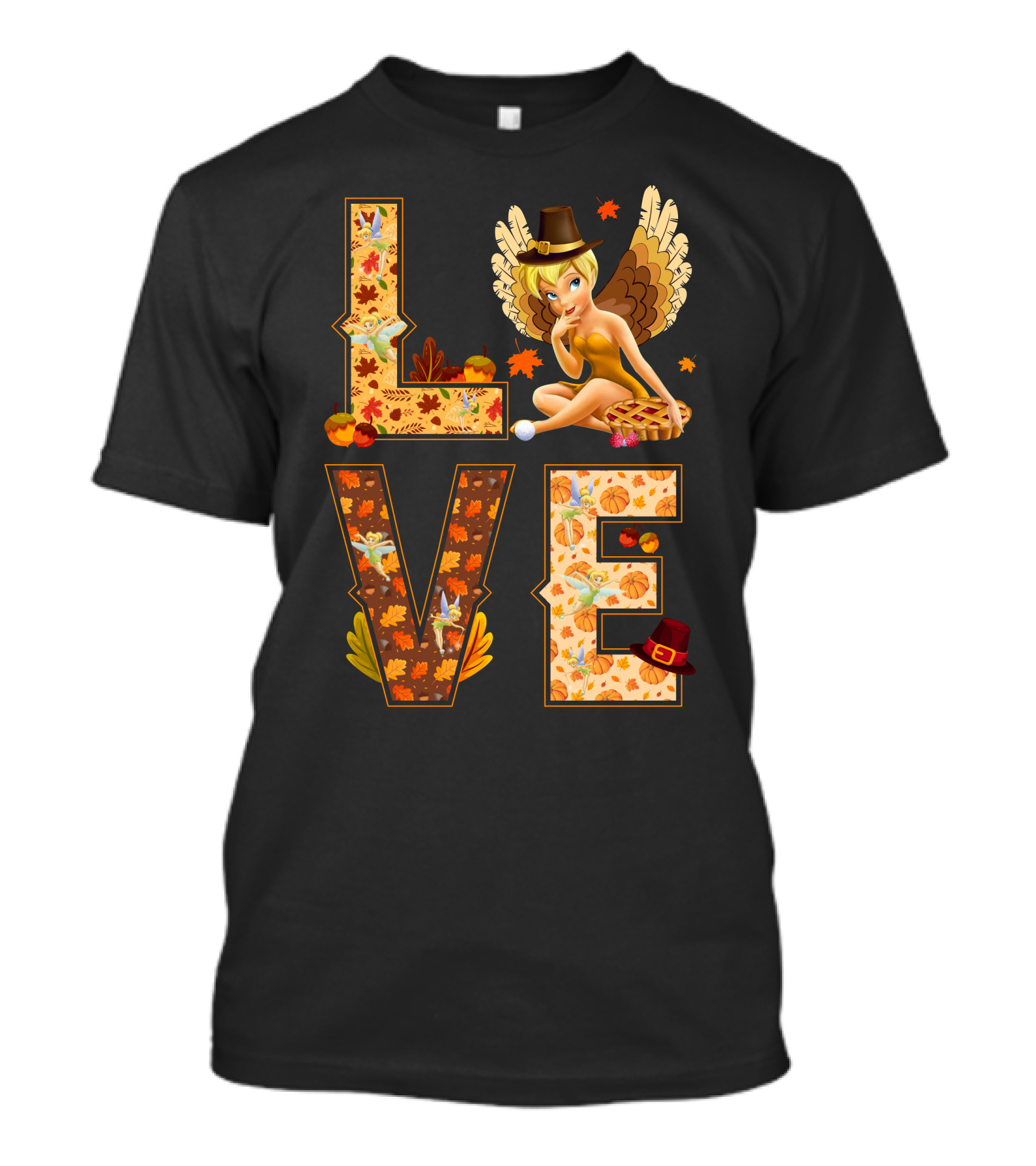 Love Tinkerbell Thanksgiving Autumn Theme T-Shirt