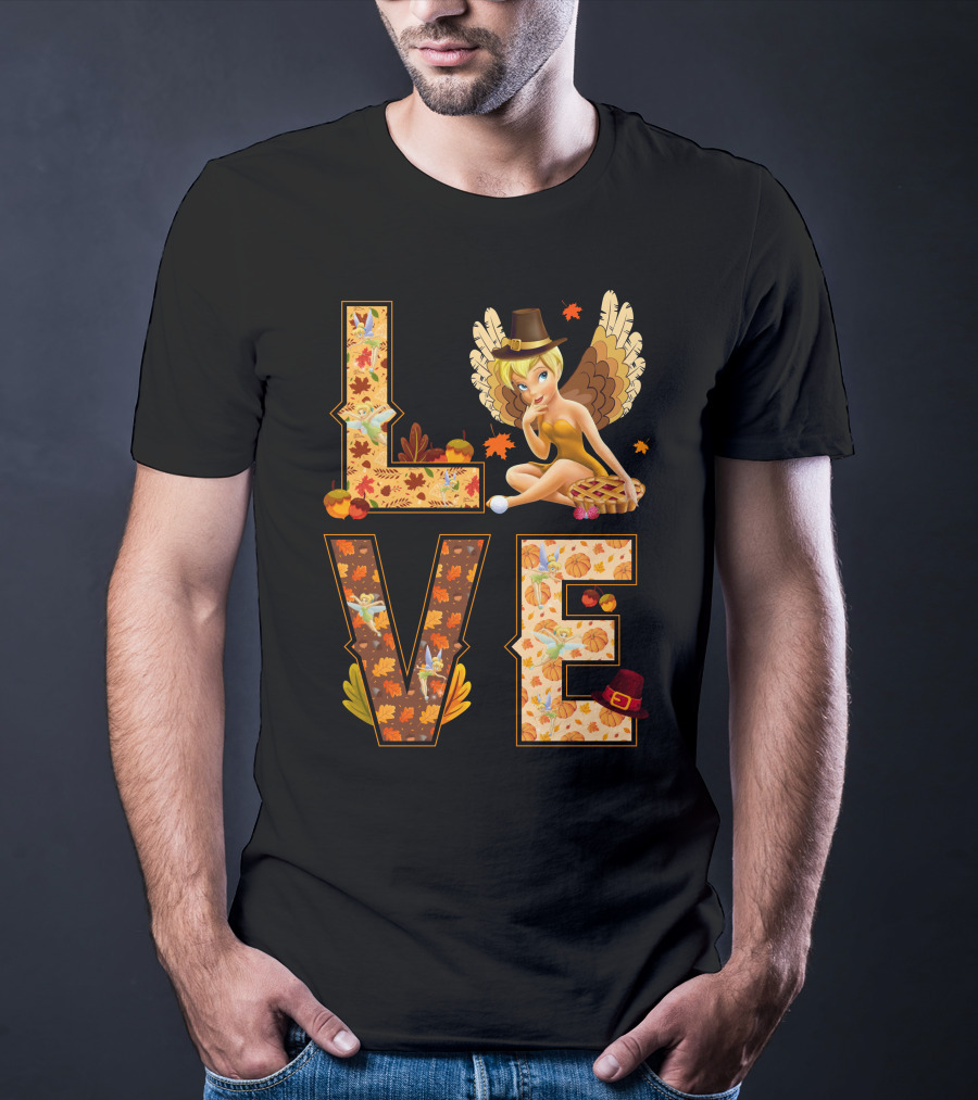 Love Tinkerbell Thanksgiving Autumn Theme T-Shirt