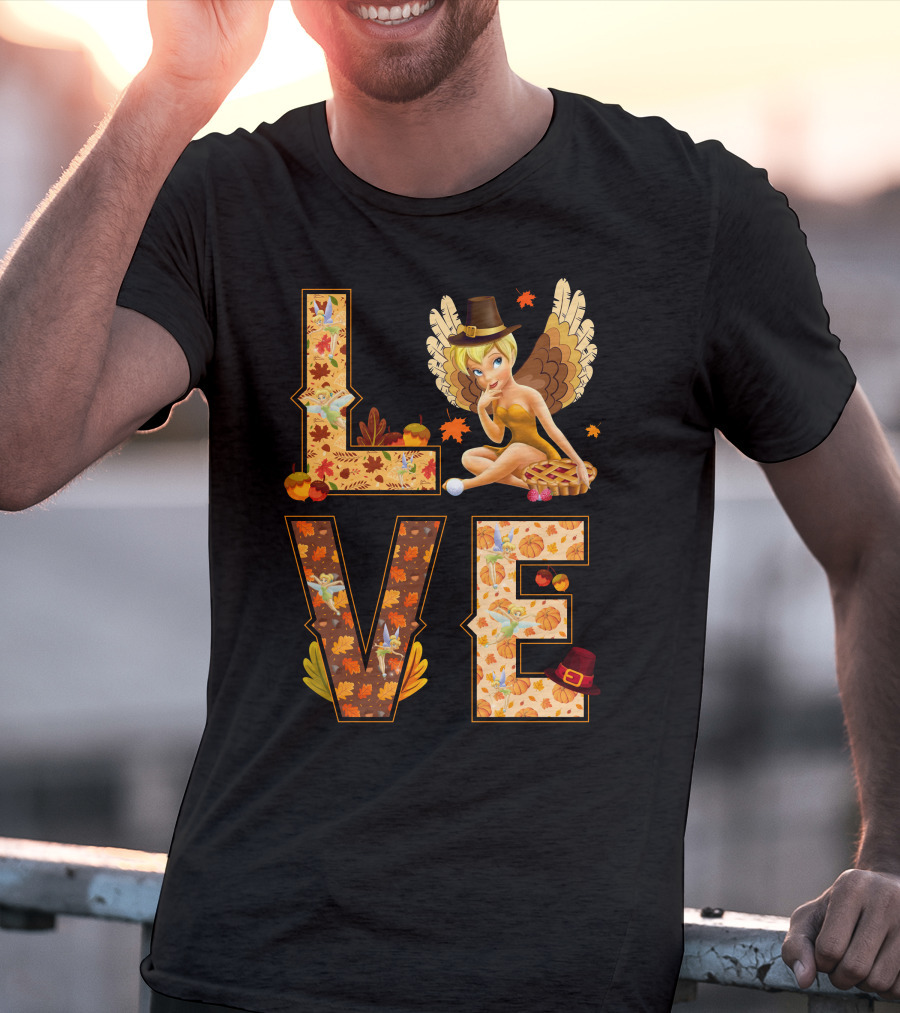 Love Tinkerbell Thanksgiving Autumn Theme T-Shirt