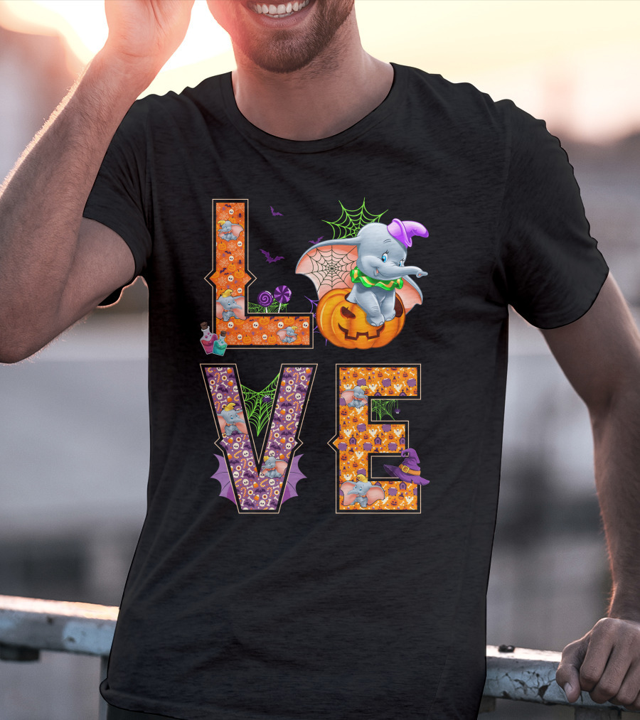 Dumbo Love Halloween Pumpkin Web Spooky Theme T-Shirt