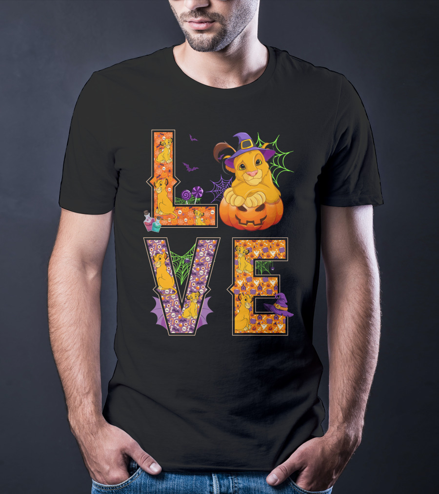 Love Halloween Simba Pumpkin Witch Hat T-Shirt