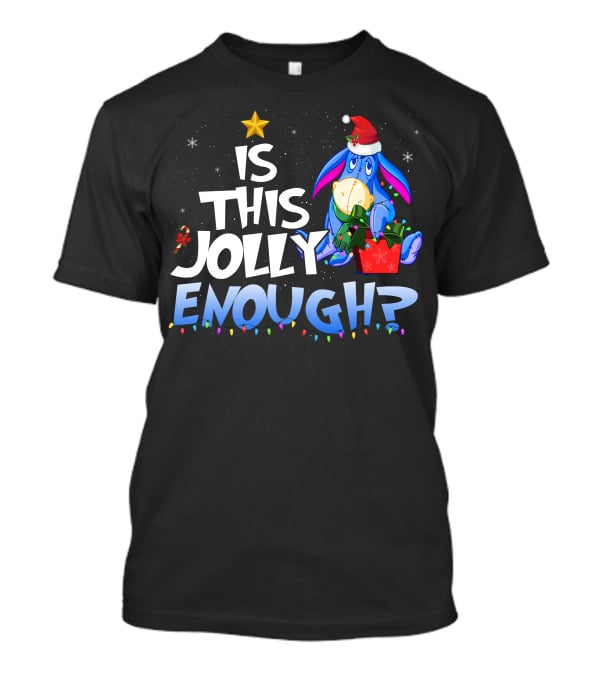 Eeyore Is This Jolly Enough Santa Christmas Lights T-Shirt