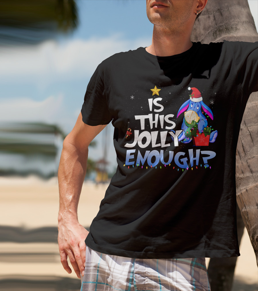 Eeyore Is This Jolly Enough Santa Christmas Lights T-Shirt