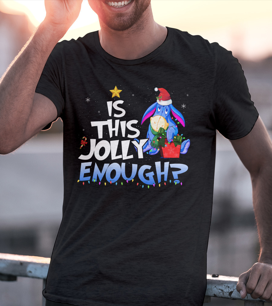 Eeyore Is This Jolly Enough Santa Christmas Lights T-Shirt
