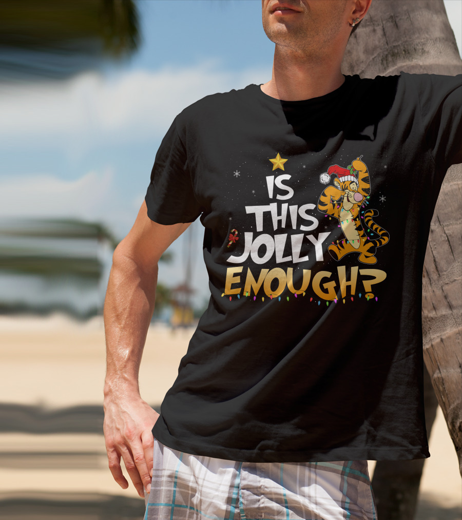 Is This Jolly Enough Tigger Christmas Santa Hat T-Shirt