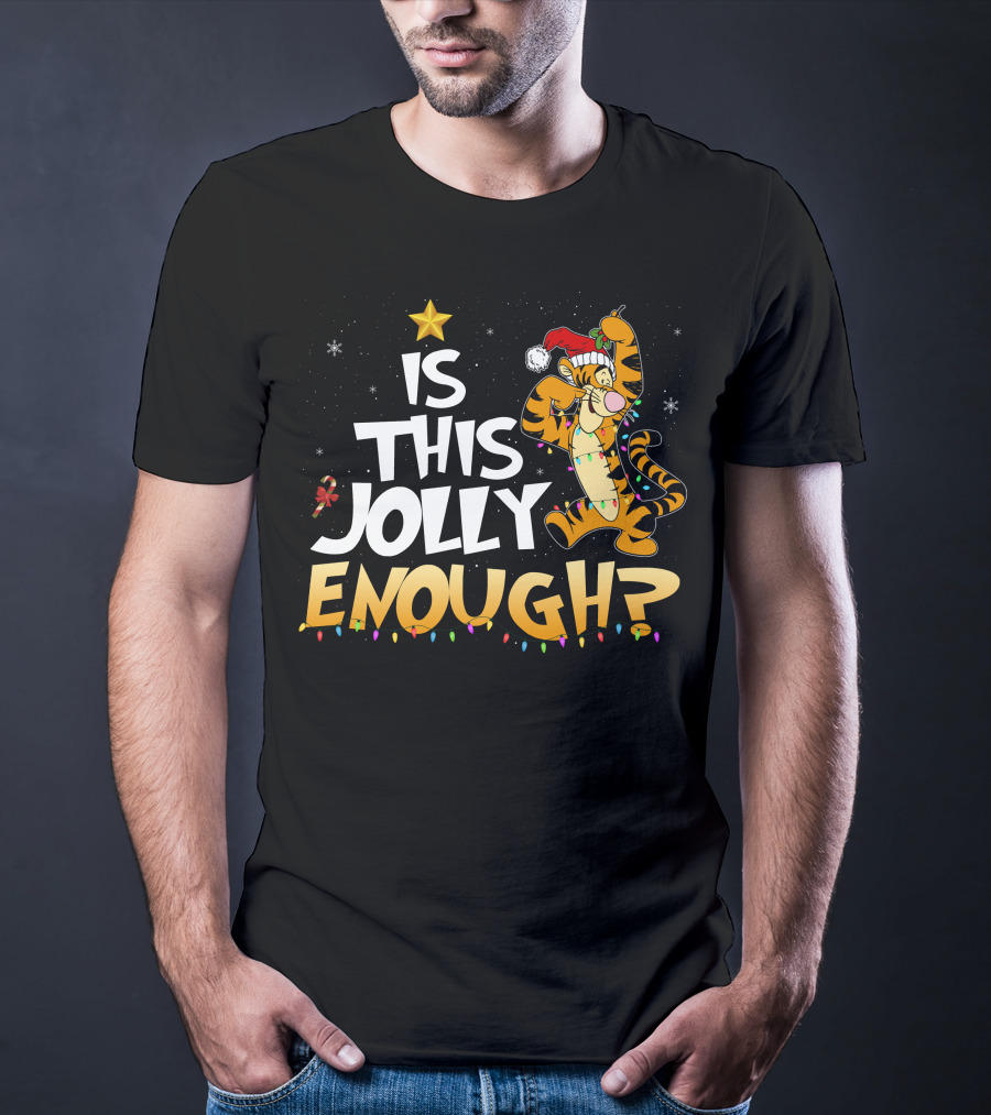 Is This Jolly Enough Tigger Christmas Santa Hat T-Shirt