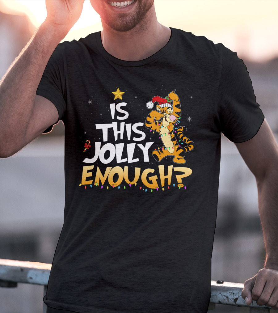 Is This Jolly Enough Tigger Christmas Santa Hat T-Shirt