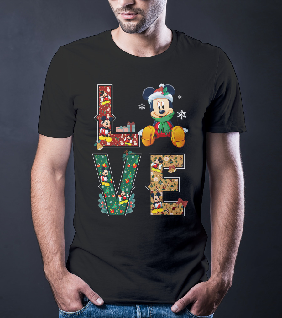 Mickey Mouse Christmas Love Holiday Festive Season T-Shirt