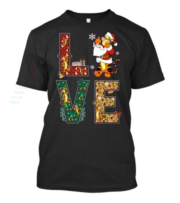 Love Tigger Christmas Santa Hat And Gifts T-Shirt