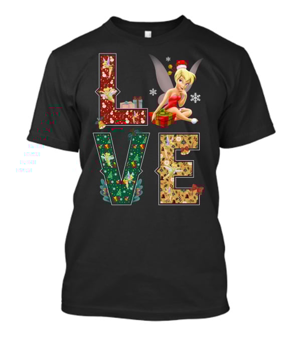 Love Tinkerbell Christmas Snowflakes Presents T-Shirt