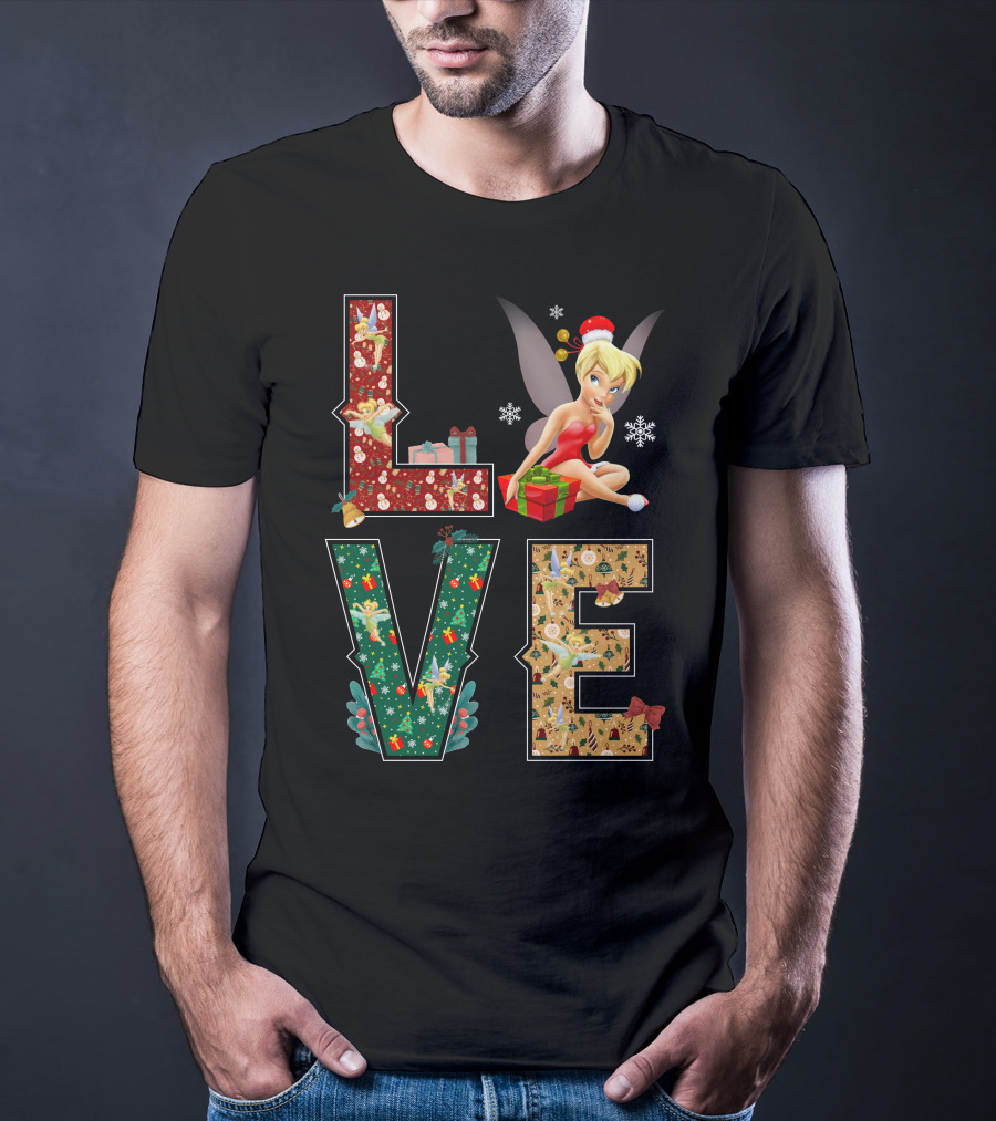 Love Tinkerbell Christmas Snowflakes Presents T-Shirt