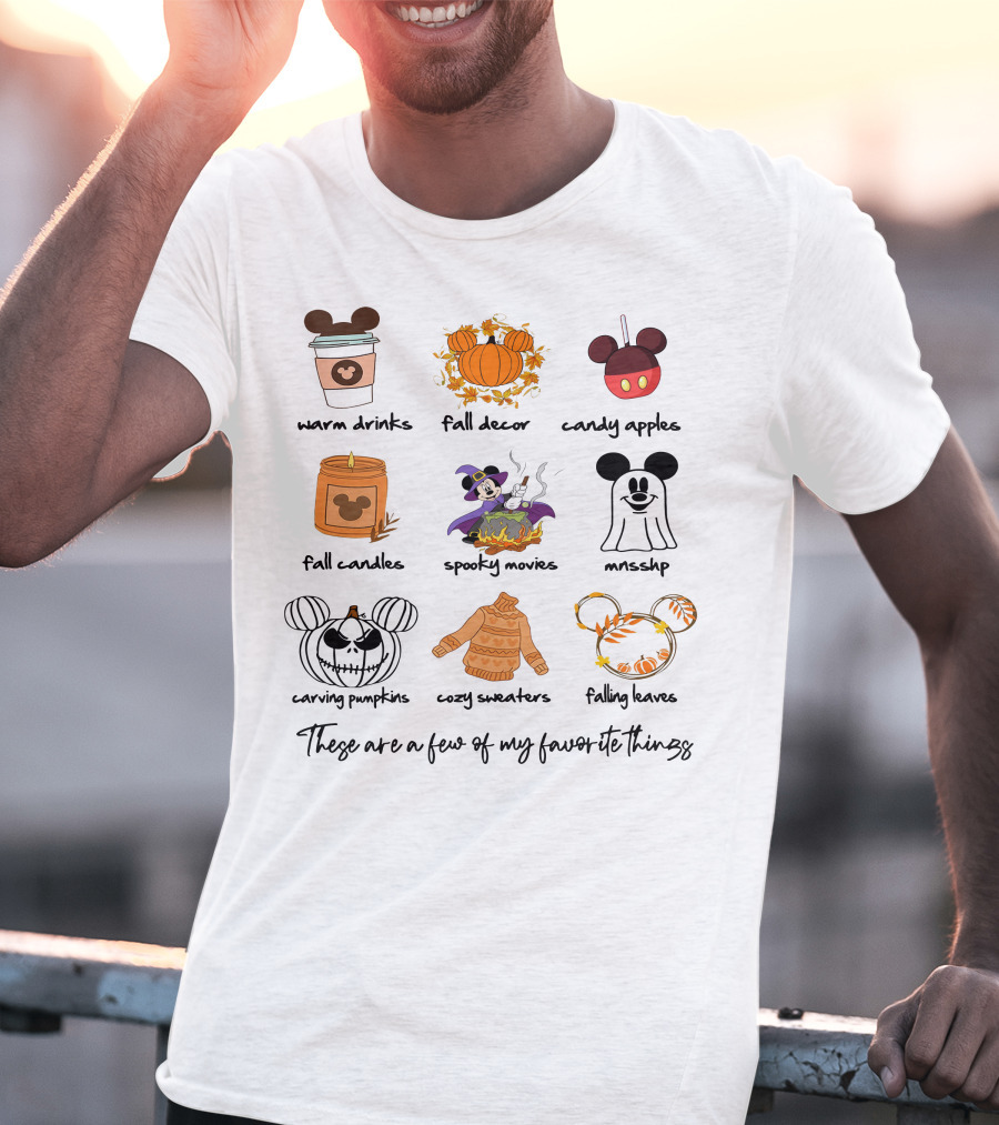 Warm Drinks Fall Decor Candy Apples Fall Candles Spooky Movies MNSSHP Carving Pumpkins Cozy Sweaters Falling Leaves Favorite Things T-Shirt