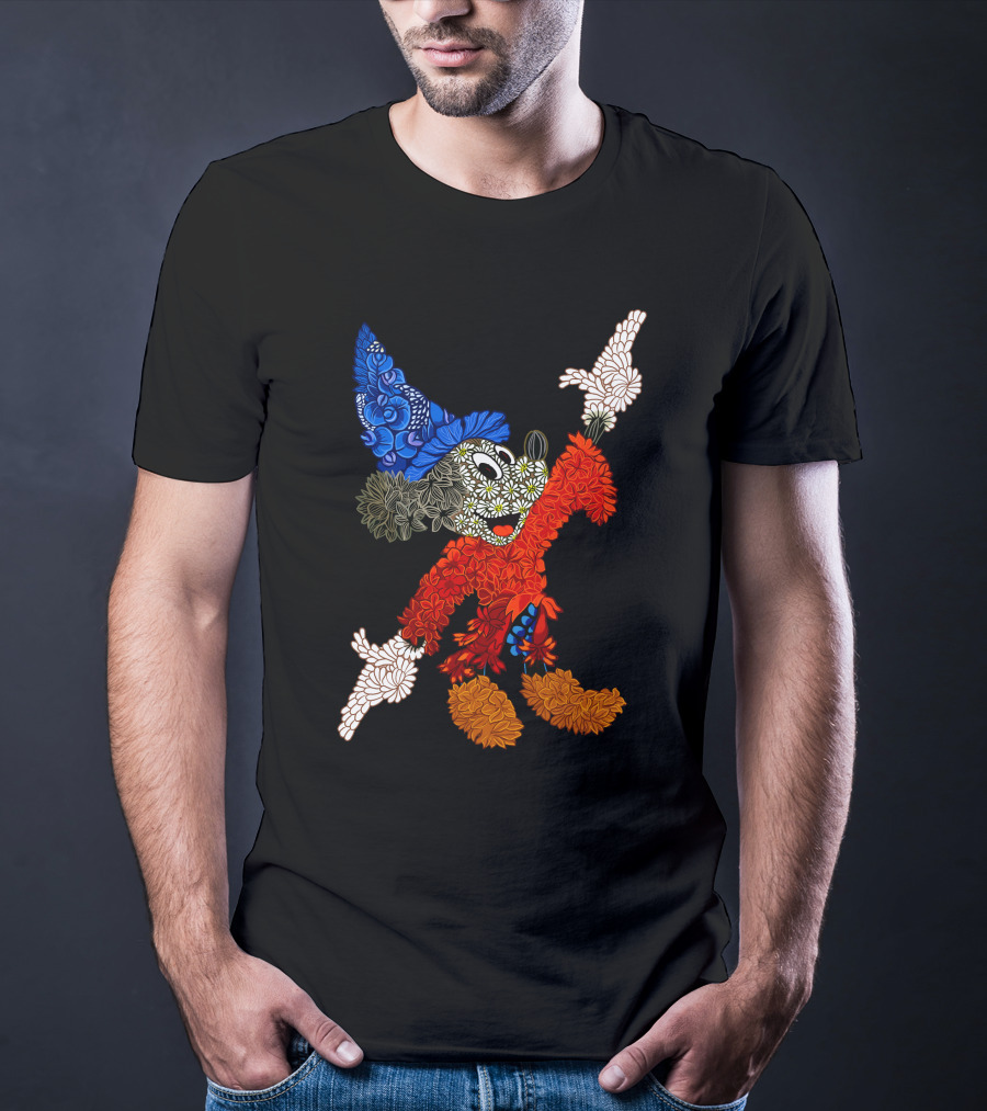 Sorcerer Mickey Floral Pattern Disney T-Shirt