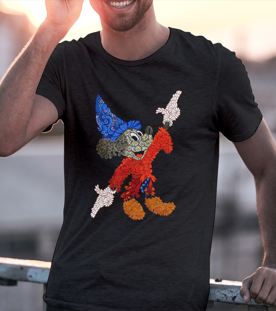 Sorcerer Mickey Floral Pattern Disney T-Shirt