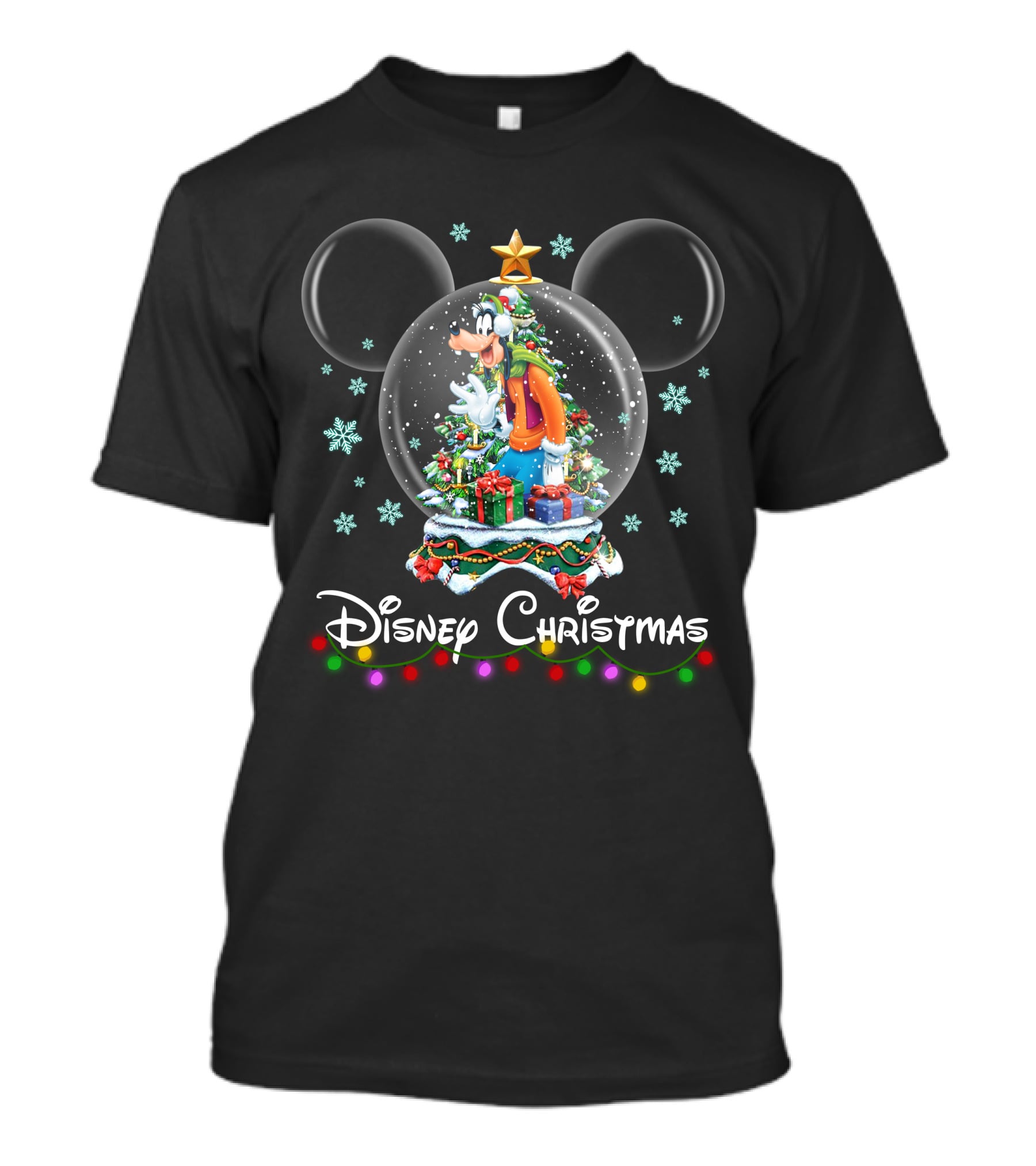 Disney Christmas Goofy Snow Globe Mickey Ears T-Shirt