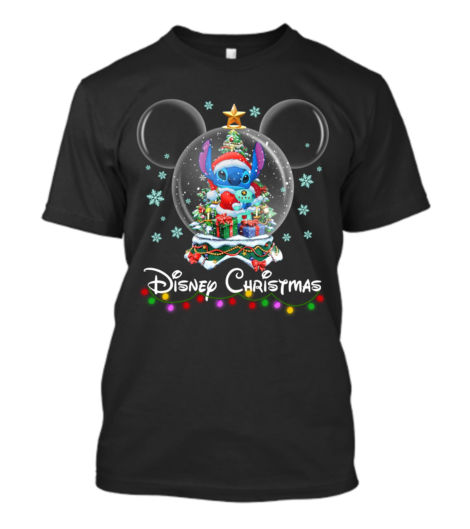 Disney Christmas Stitch Snow Globe Holiday Celebration T-Shirt