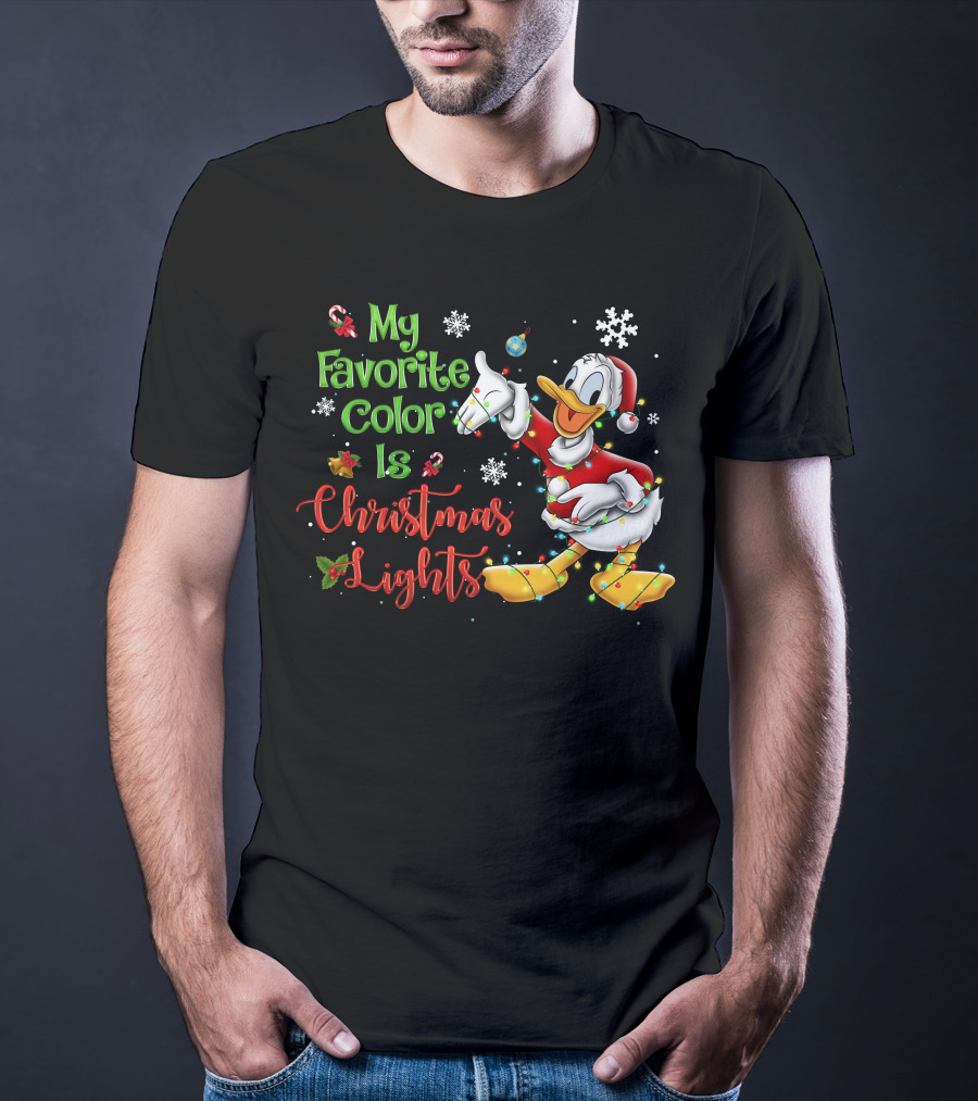 My Favorite Color Is Christmas Lights Donald Duck Snowflakes T-Shirt