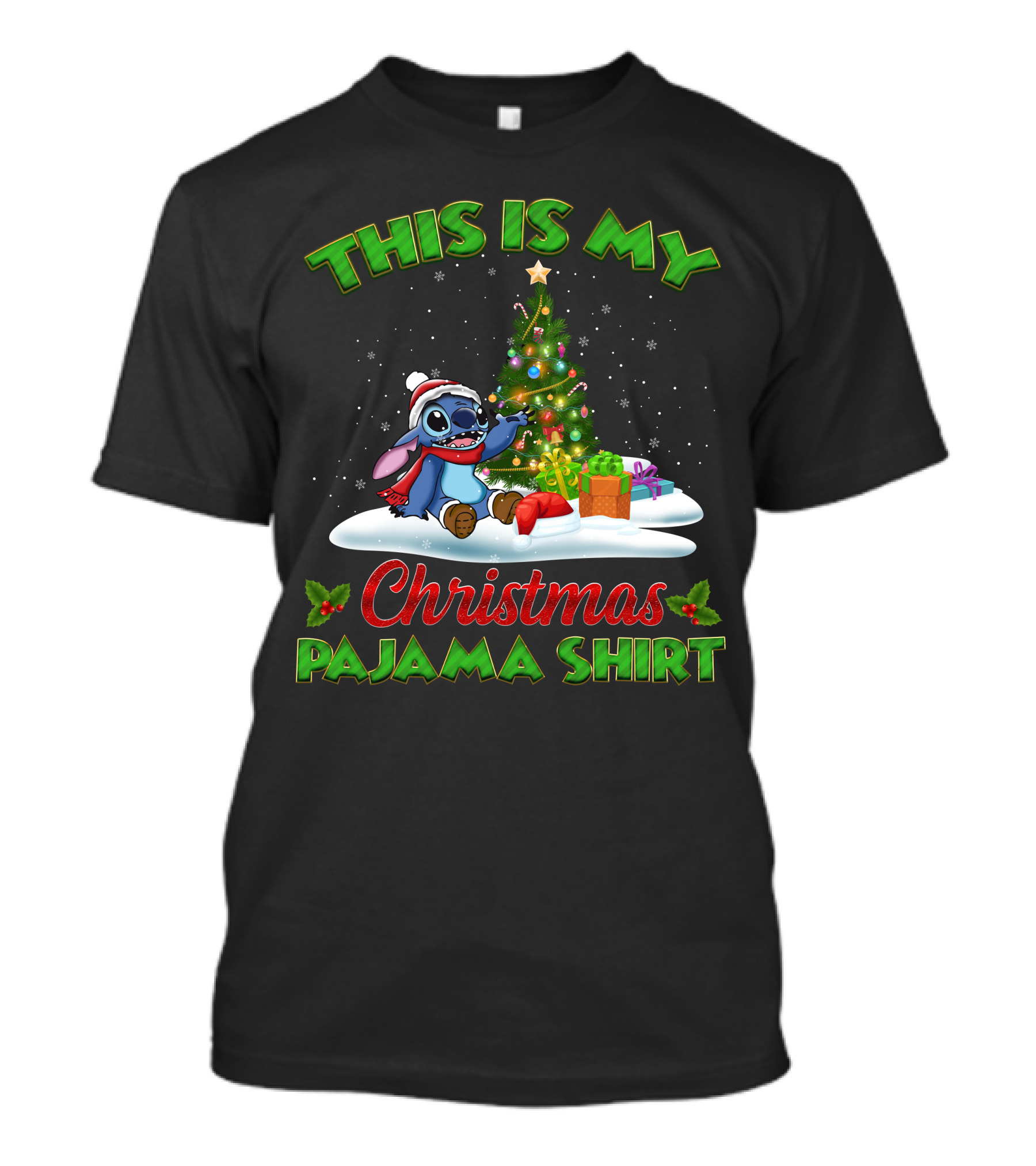 This Is My Christmas Pajama Shirt Stitch Tree Presents T-Shirt