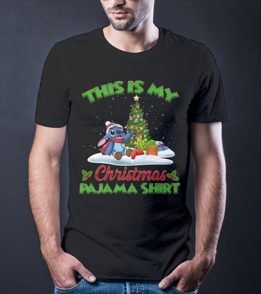 This Is My Christmas Pajama Shirt Stitch Tree Presents T-Shirt