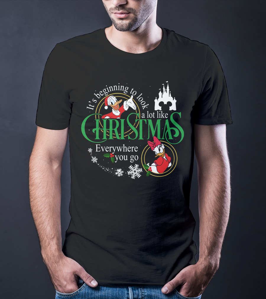 It's Beginning To Look A Lot Like Christmas Everywhere You Go Donald Daisy T-Shirt