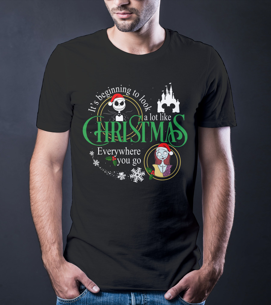 It's Beginning To Look A Lot Like Christmas Everywhere You Go Jack Sally T-Shirt